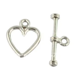 

120Sets Silver Color Plate Open Heart toggle clasps A1178SP FREE SHIPPING