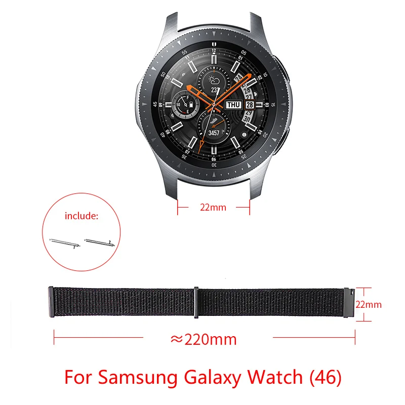 

Band Width 22mm Nylon loop strap for Samsung Galaxy Watch(46) smart watch Casual style replacement band adjustable size bracelet