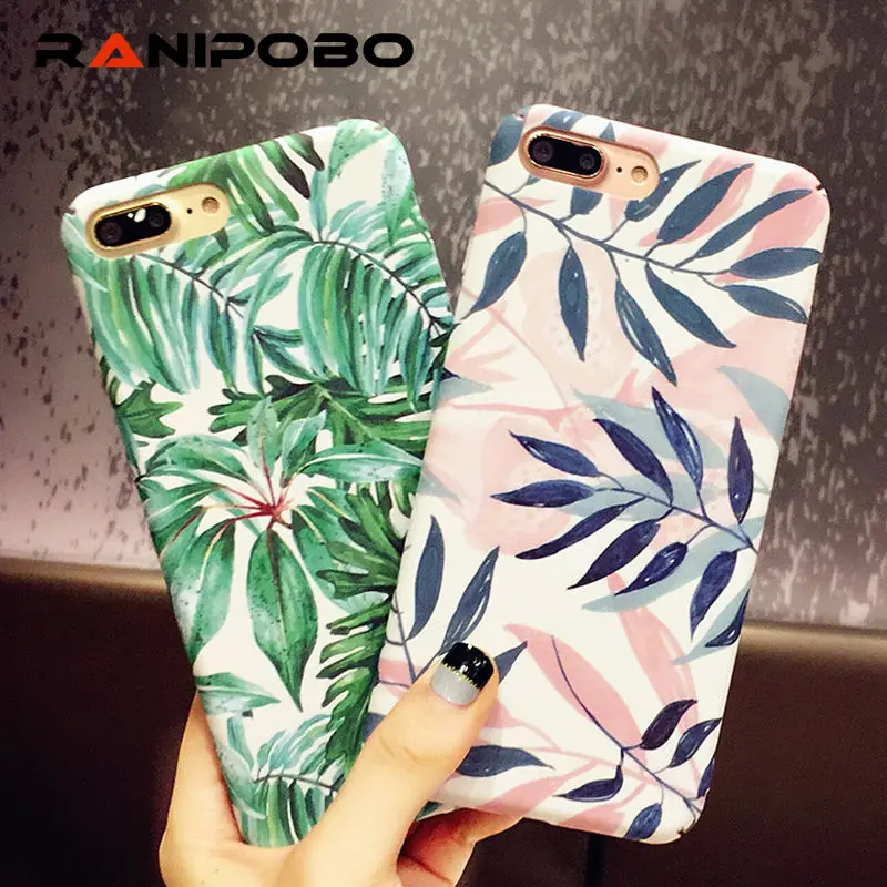 Kopen Mode Artistieke Leaf Telefoon Case Voor iPhone 7 6 6 S 8 Plus frosted Hard Tassen Voor iPhone6S X bladeren Cover Funda Shell