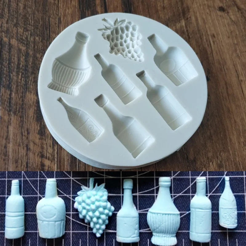 Бутылка для вина Виноградная силиконовая форма DIY помадка форма для торта шоколадный Фадж Форма Силиконовые лопатки для выпечки ремесла форма с орнаментами