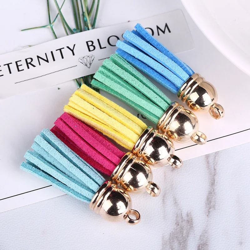 

10pcs 38mm Vintage Leather Tassel For Keychain Cellphone Straps Jewelry Fiber Fringe Suede Tassel DIY Pendant Charms Findings