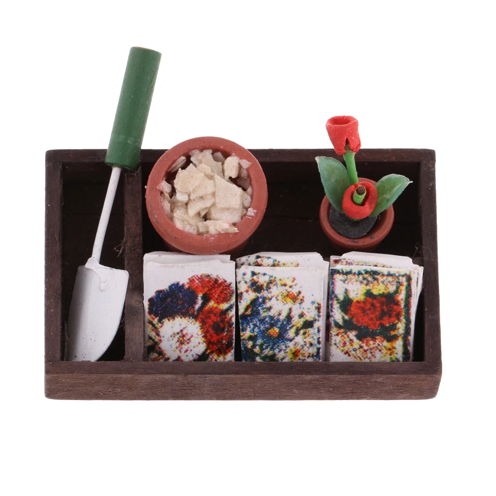1/12 Dollhouse Miniature Furniture Wooden Box Horticulture Gardening Box Kit Flowerpot  for 1:12 DIY Dollhouse Accessories