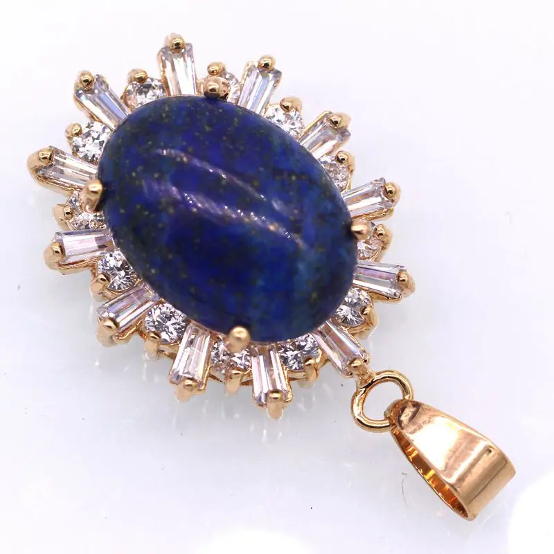 Tặng Màu IOW Vàng Champagne Giảm Sức JinYao & AAA Cho Necklace nay hôm Zircon Natural Trang Mới lazuli giá Oval Quà Nữ Đảng Lapis Phụ Pendant Mặt Dây F06-3 Thời Health 5 Tặng Màu IOW Vàng 5