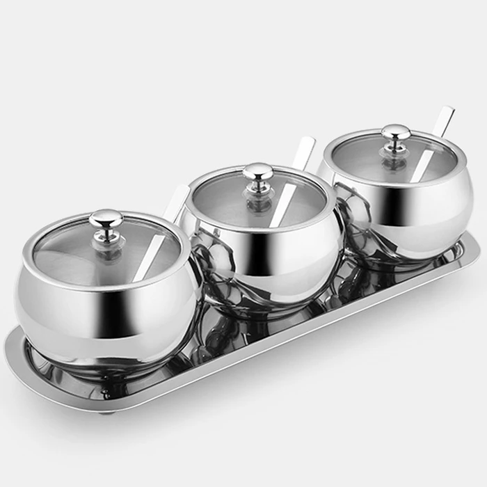 

Kitchen Seasoning Box Household Set With Lid Seasoning Bottle Can 304 Stainless Steel Oil Salt Cans Seasoning Can Set accessorie