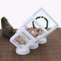 3D плавающие ювелирные изделия дисплей рамка стенд ожерелье браслет серьги дисплей коробка держатель Белый