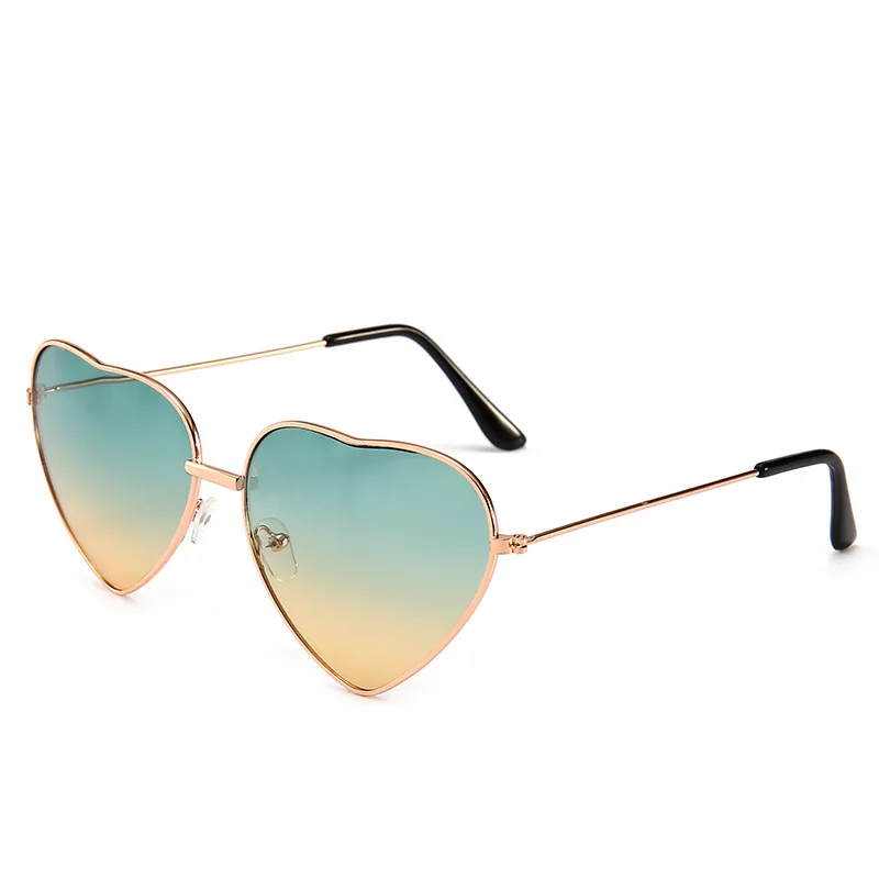 Женские солнцезащитные очки в форме сердца, розовая оправа, металлические Светоотражающие зеркальные линзы, модные роскошные солнцезащитные очки, фирменный дизайн для женщин - Цвет линз: Зеленый
