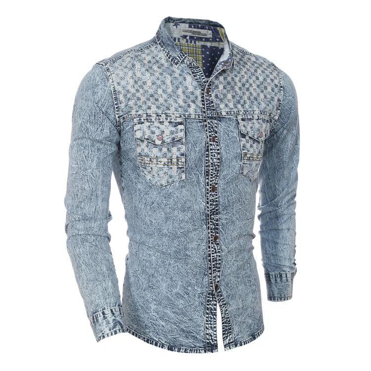 Amazon Quality Drop Shipping 2016 Brand Denim Shirt Men