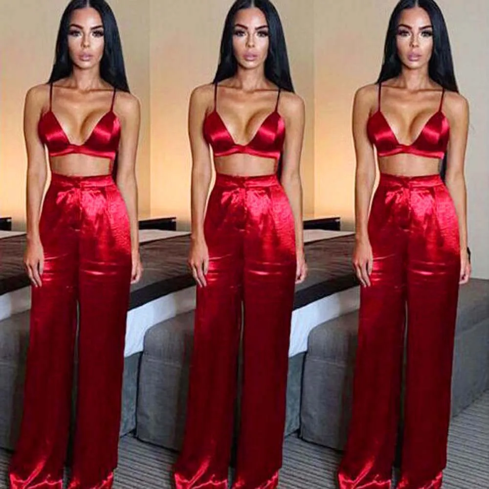 

Summer New Arrival Fashion Sexy Women Lingerie Corset Sexy Tops Bra+Summer High Waist Loose Pants Matching 2019x1