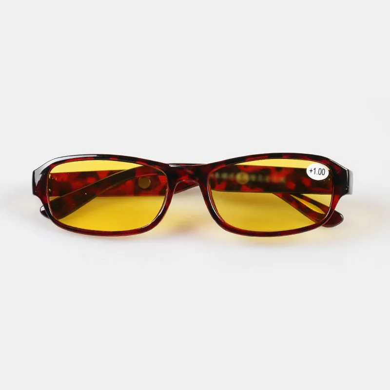 

Men Women Night Vision Reading Glasses Leopard Full Frame Yellow lens Eyeglasses 1.0 To 4.0 R125