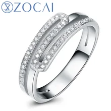 Бренд ZOCAI кольцо натуральный бриллиант 0,20 ct Всего 18 K из белого золота с бриллиантами свадебные женские кольца ювелирные украшения Q00955A