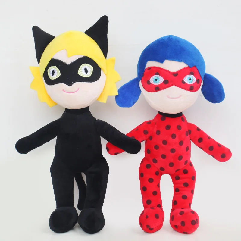 

2pcs/lot 40cm Ladybug Girl Lady Bug & Cat Noir Plush Toys Doll Plagg Tikki Cat Adrien Marinette Plush Stuffed Toys for Kids Gift