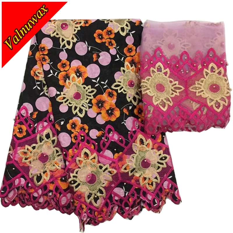 

Colorful African Lace Fabric 2018 High Quality New Bazin Riche Getzner Fabric Embroidery with French Tulle Net Lace Wedding LSB