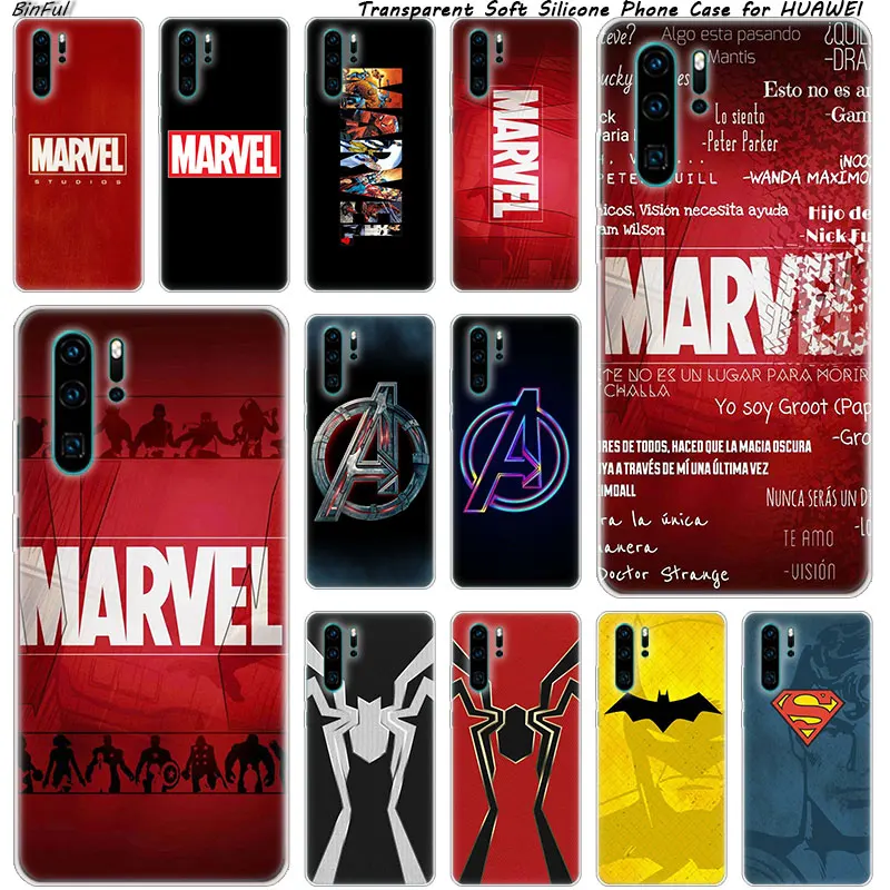 

Hot Marvel Comics Logo Soft Silicone Phone Case for Huawei P30 P20 Pro P10 P9 P8 Lite 2017 P Smart Z Plus 2019 NOVA 3 3i Fashion