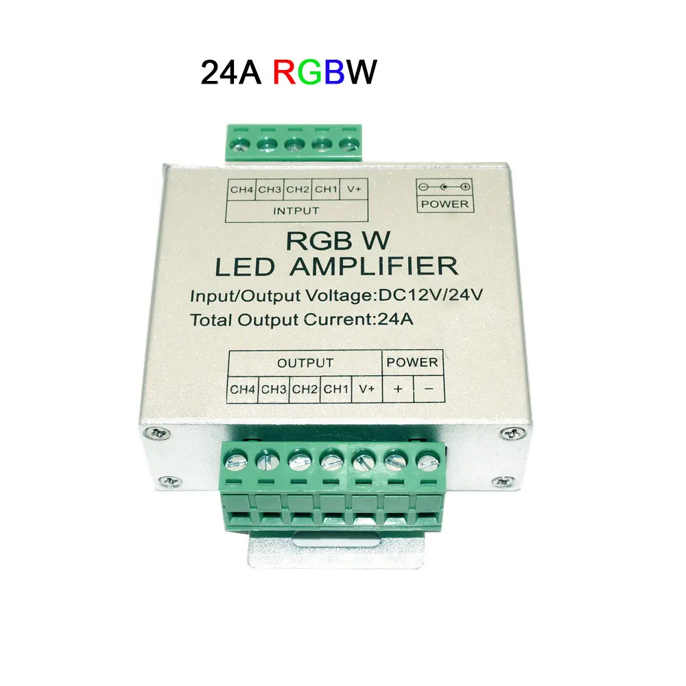 Алюминиевый светодиодный контроллер DC5V-24V 12A/24A/30A 3CH 4CH Led RGB усилитель RGBW для 5050 3528 Led полосы ленты мощность ретранслятора консоли - Цвет: 24A RGBW Amplifier