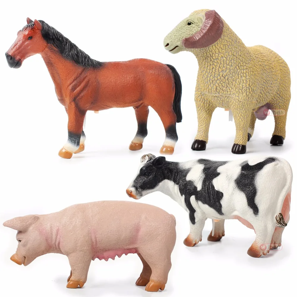 Модель игрушки Wiben Big Animal лошадка свиньи рогатый скот овцы мягкие пластиковые