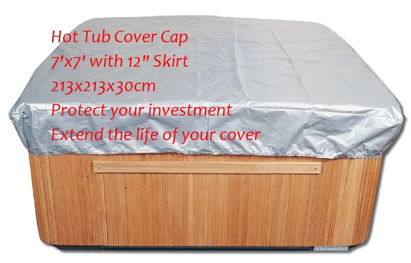 Spa Cover Cap 7'x7' with 12" Skirt 213x213x30CM hot tub jacket + free