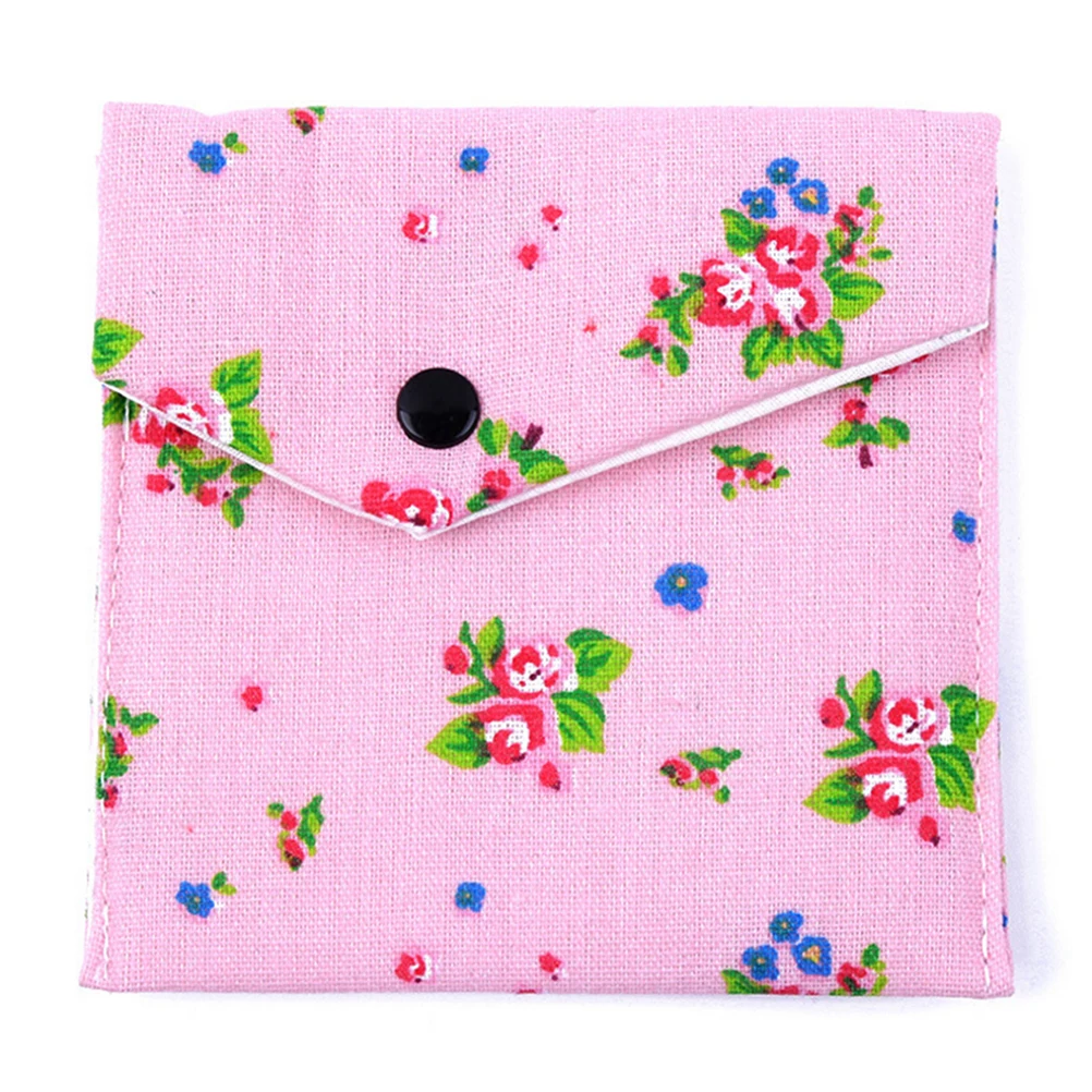 Peerless Women Cotton Flower Card Holder Sanitary Napkin Organizer