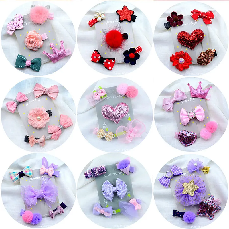 

Popular 5PCS/Lot High Quality Cute Baby Girl Hairpin Kids Infant Bowknot Lovely Hair Clip Hair Accessories