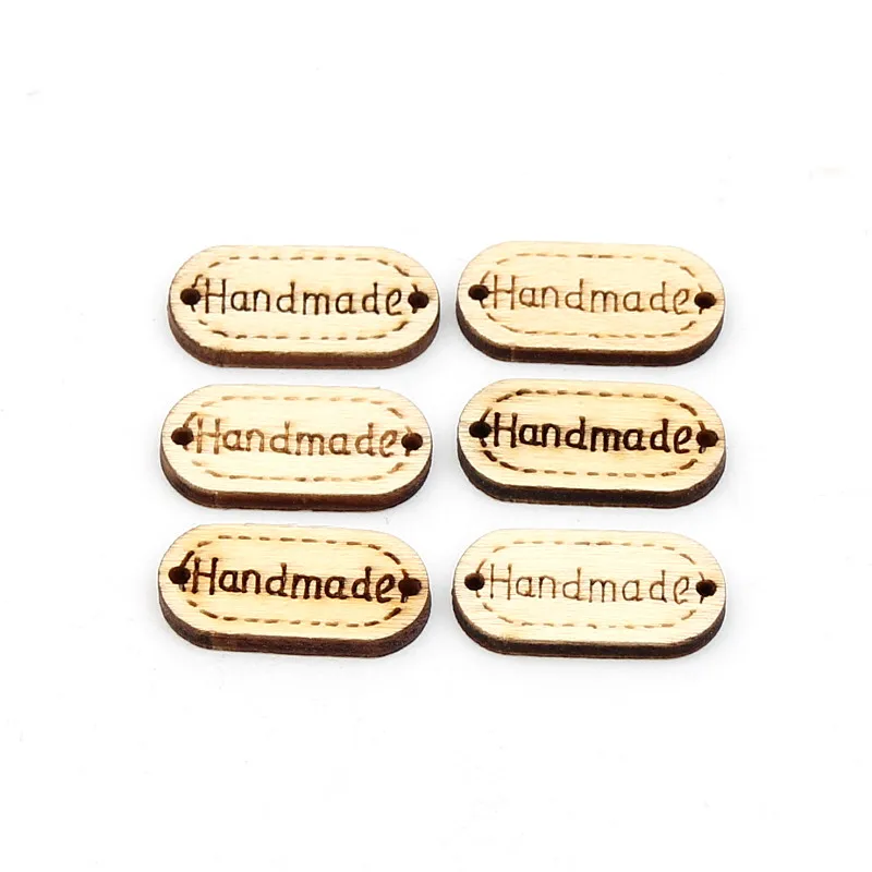 

Hand made" 100Pcs Wooden Spacer Beading Beads 2 Holes for DIY Crafts Connectors Sewing Decoration Beaded