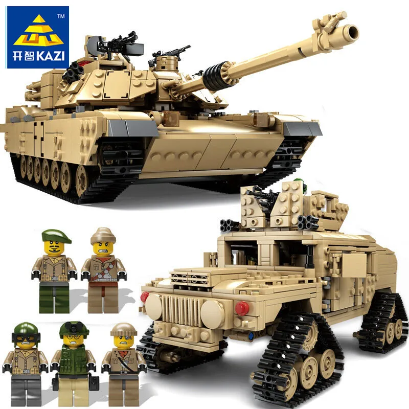 

KAZI Theme Tank Building Blocks 1463pcs Building Blocks M1A2 ABRAMS MBT KY10000 1 Change 2 Toy Tank Models Toys For Children