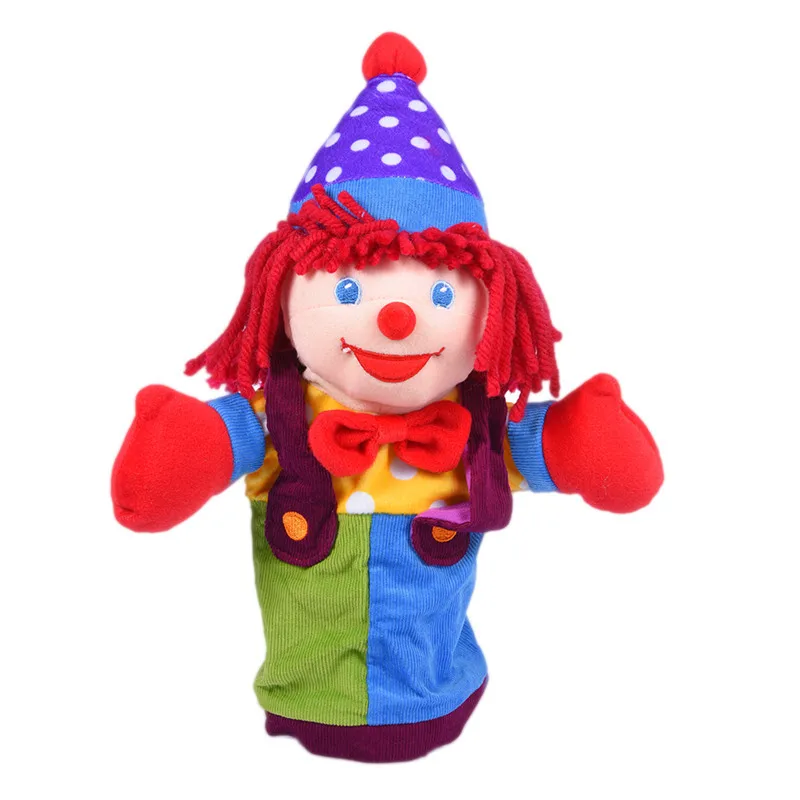 New 37CM Funny Clown Hand Puppets Large Plush Puppets Baby Calm Fluffy