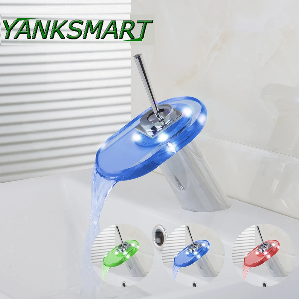 YANKSMART ванная комната гранат стекло с одной ручкой отверстие кран хром полировка
