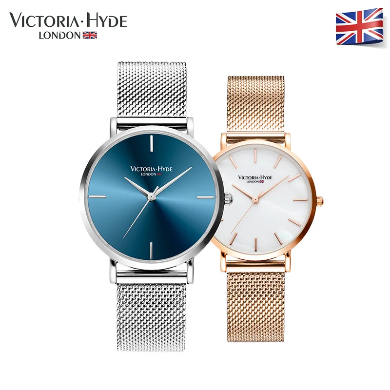 

Victoria Hyde Men Women Watches Luxury Brand Stainless Steel Band Lovers Quartz Wristwatches 30ATM Waterproof