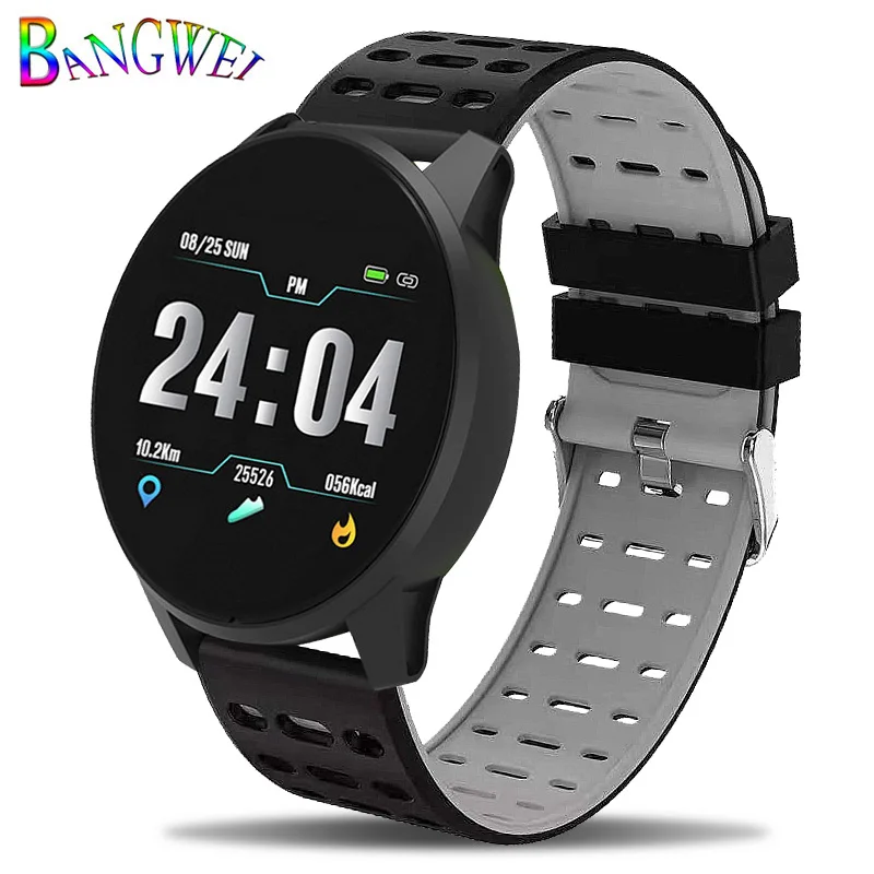 LIGE Smart Digital braceletкровяное давление пульсометр спортивный смарт-трекер Шагомер Умные часы с Bluetooth для Android IOS - Цвет: Gray
