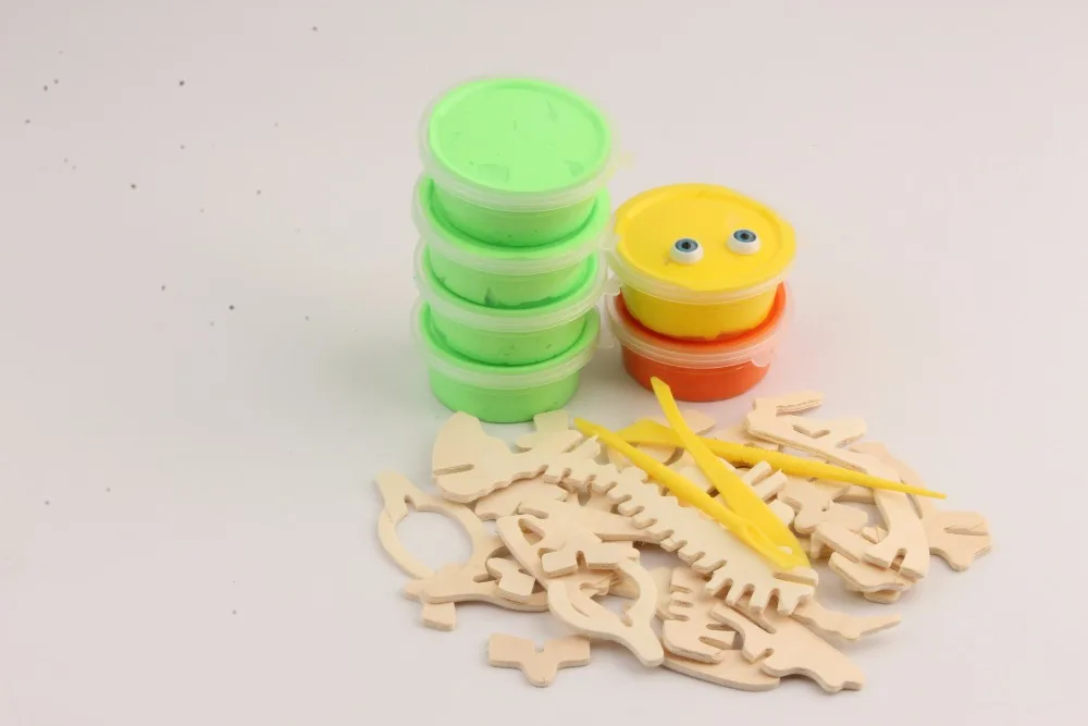 Robud динозавр глина модель с DIY 3D деревянная головоломка безопасная и Нетоксичная глина слизь игрушка для детей FY Новинка для дропшиппинг