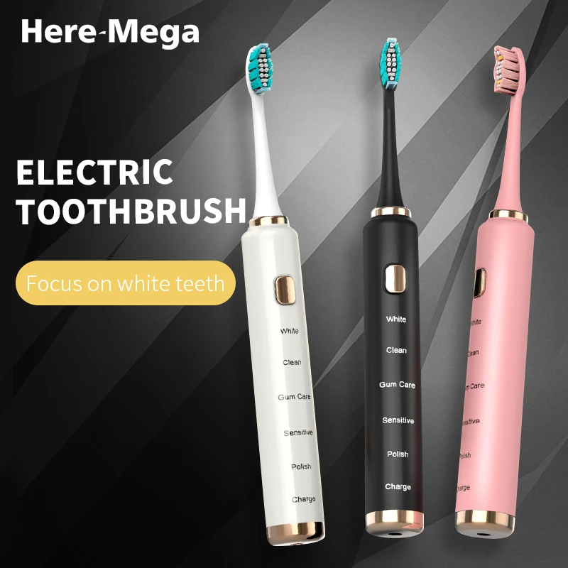

Here Mega Electric Toothbrush USB Charging Sonic Toothbrush Brosse A Dent Whitening Clean Vibration Ultrasonic toothbrush