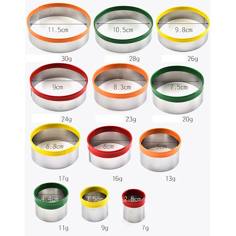 12PcsSet Colorful Circle Round Shaped Cookie Cutter Stainless Steel Biscuit Cutting Mold Cake Ring Mousse Mould Baking Tools8