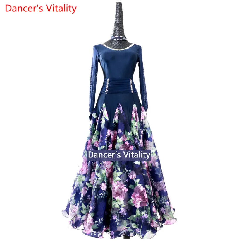 2018 новые бальные платье для танцев Для женщин печати платья фламенко юбки для бальных танцев Юбки Одежда с длинным рукавом для бальных