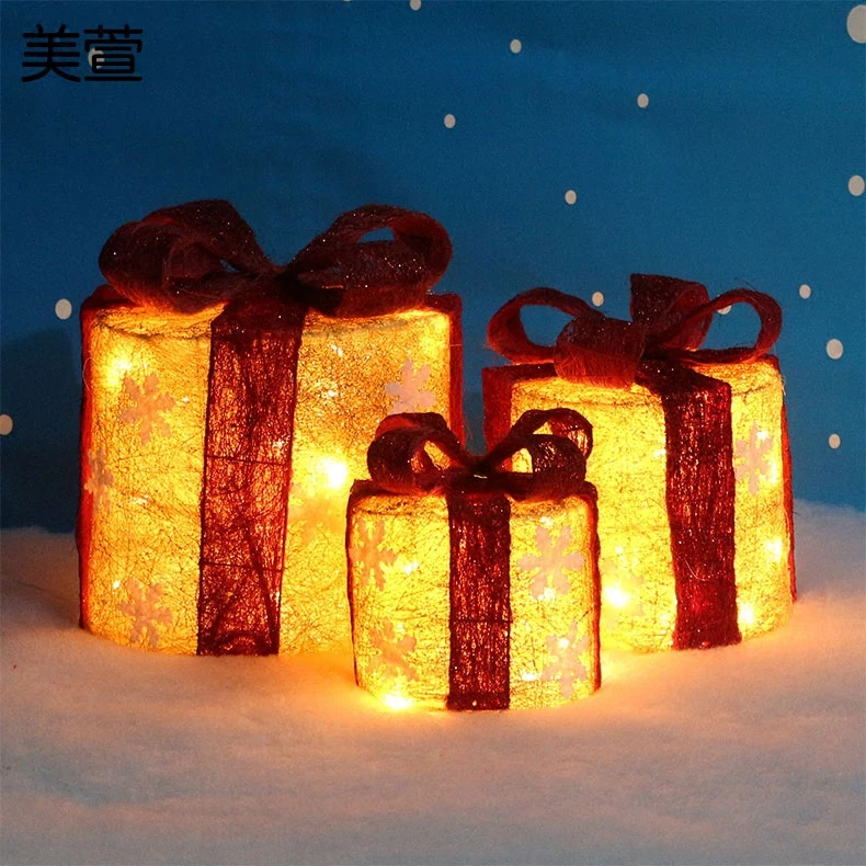 Снежинка Рождественские украшения конопли подарок круглый LED подарочной коробке