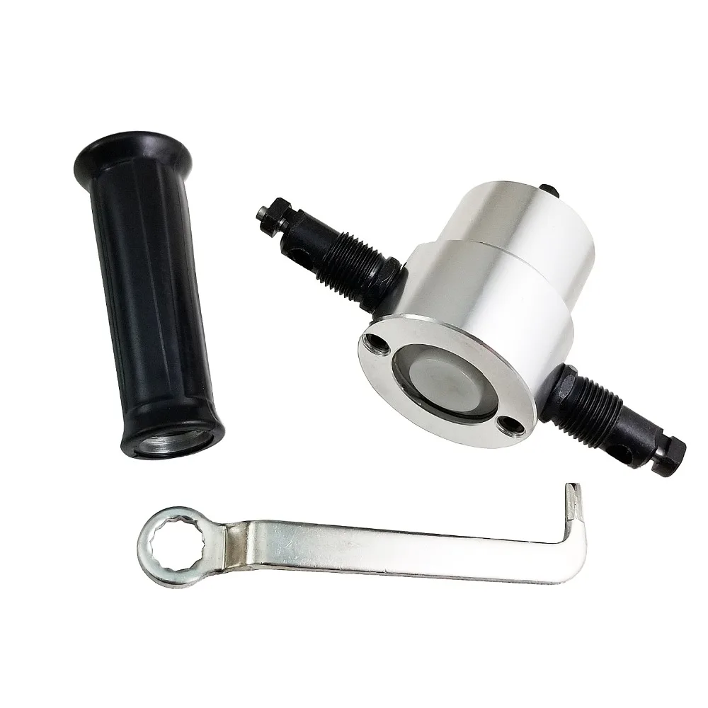 

Sheet Nibbler Metal Cutter Hole Saw Drill Attachment Double Head for Cutting Iron Carbon Steel Aluminum Plywood Plate