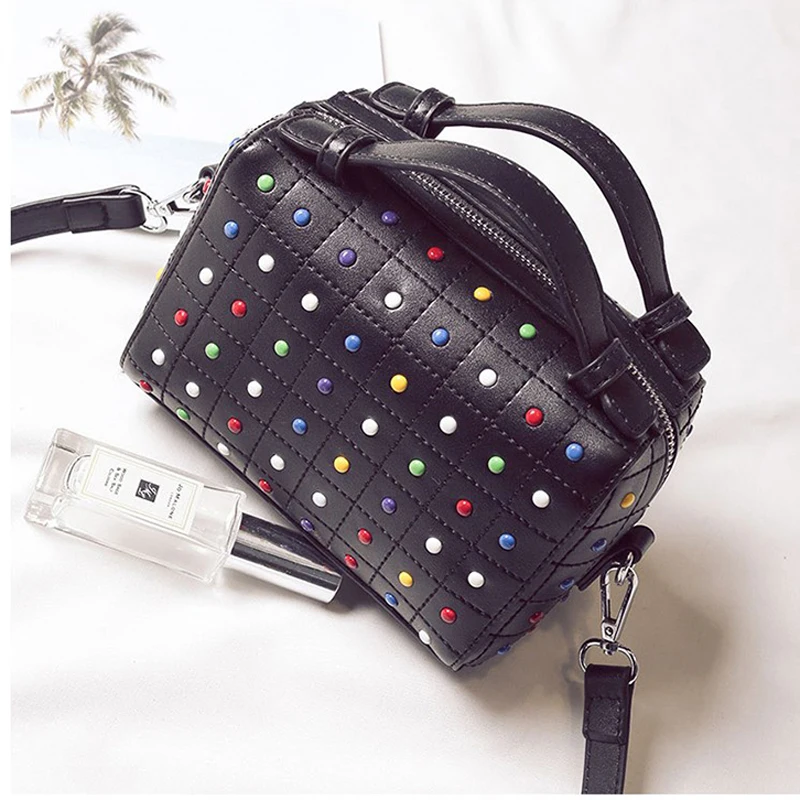 Женская сумка тоут из ПУ кожи с заклепками|sac a|diamond handbagbag pu |