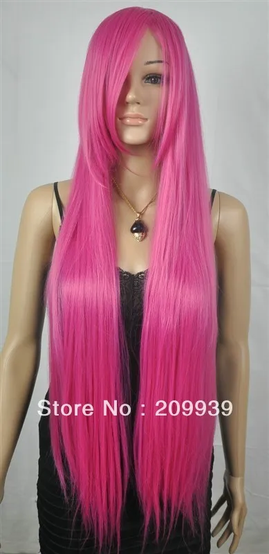 LL kk 00266 NEW-Fashion supple rose red long straight wig women's 100cm |