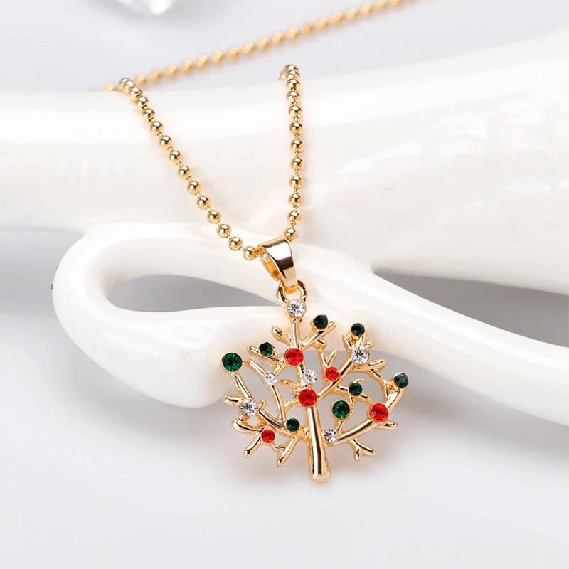 1Pcs Christmas Necklace Cute Christmas Tree Santa Claus Bells Snowflake Pendants Necklaces For