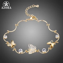 AZORA, модный браслет и браслеты с австрийскими кристаллами, три бабочки, для женщин, подарки, роскошный ювелирный аксессуар TS0188