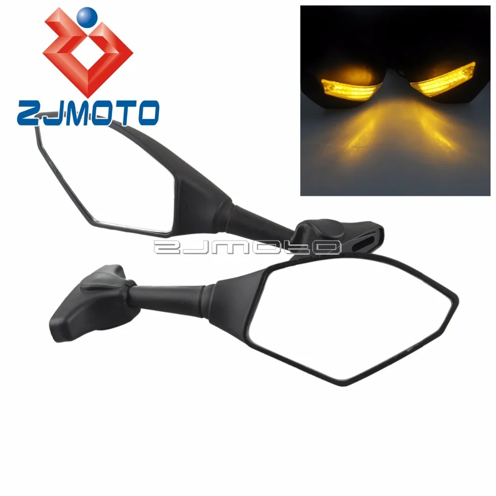 LED Turn Indicators Side Mirrors For Racing Motorcycles For FZR YZF FZ1 FAZER FJR XJ6 ZRX Ninja