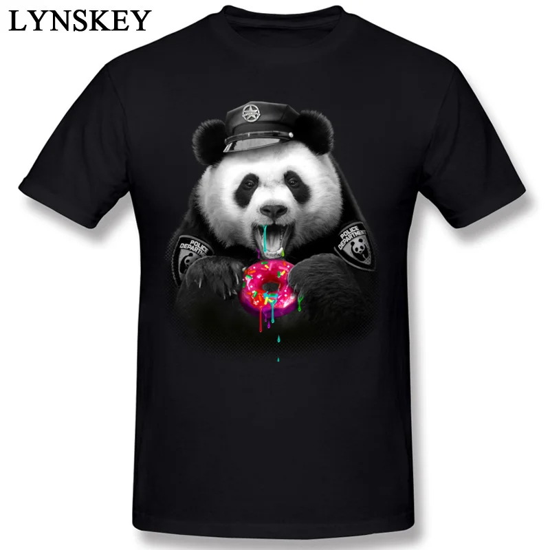 

Men's T-shirts Cotton Blue Tops & Tees O-neck Short Sleeve Summer Fall Fashion Clothing Funny Animal Print Donut Cop Panda