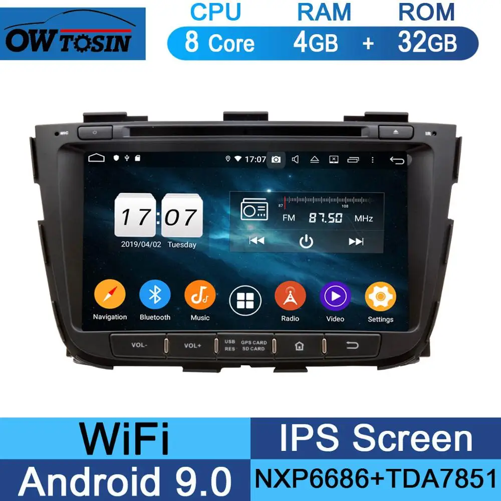 " ips 1920*1080 8 ядерный 4 Гб ram+ 64 Гб rom Android 9,0 автомобильный dvd-плеер для Kia Sorento 2012 2013 DSP радио gps Parrot BT Adas - Цвет: 32G