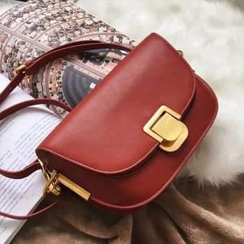 

real leather flap bag cow leather shoulder bags Double cover crossbody bags