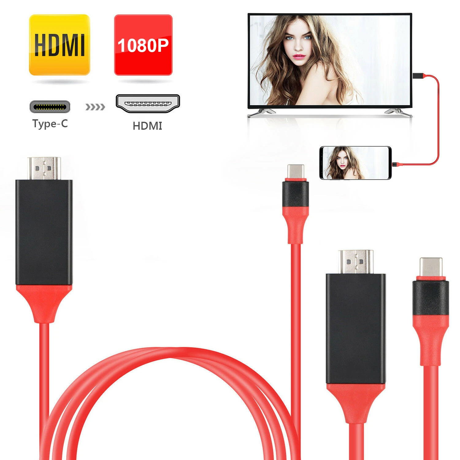 

Type C USB-C To HDMI 1080P HDTV USB 3.1 Adapter Cable for Apple Macbook 2017 HTC LG Huawei for Samsung S9 8 Xiaomi Phone Cable