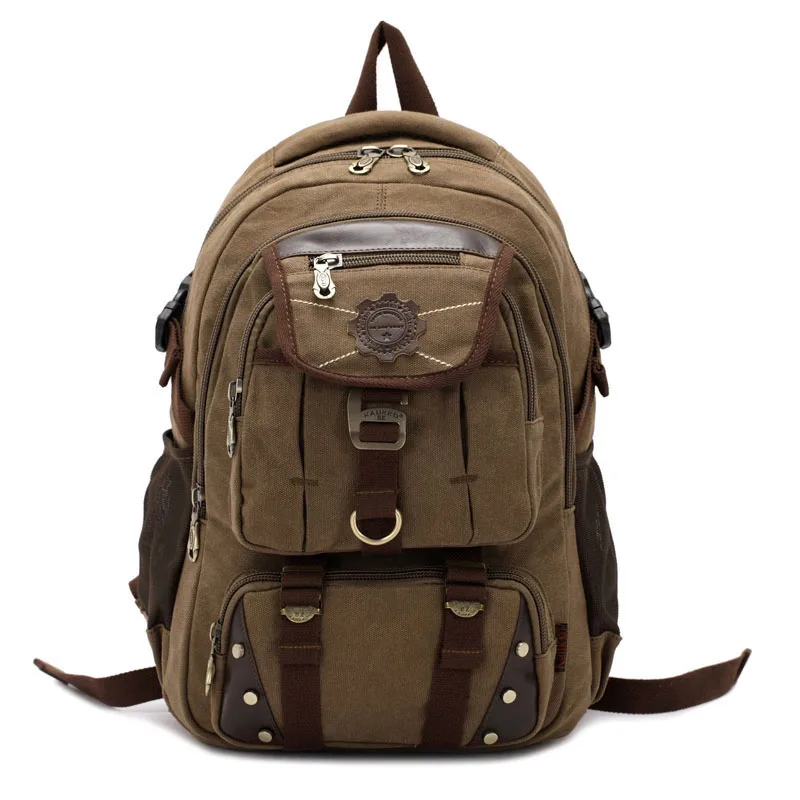 

Men's High-impact Canvas Backpack Lady Wear Resistant Trendy Laptop Schoolbag Women Men Travelling Climbing Pack