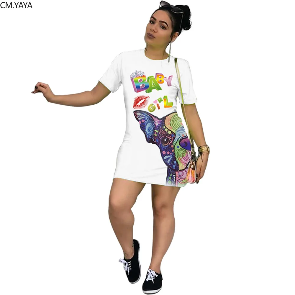 

2019 women summer short sleeve cartoon letter print o-neck mini bodycon midi tee dress casual fashion vestidos dresses GLHY5082
