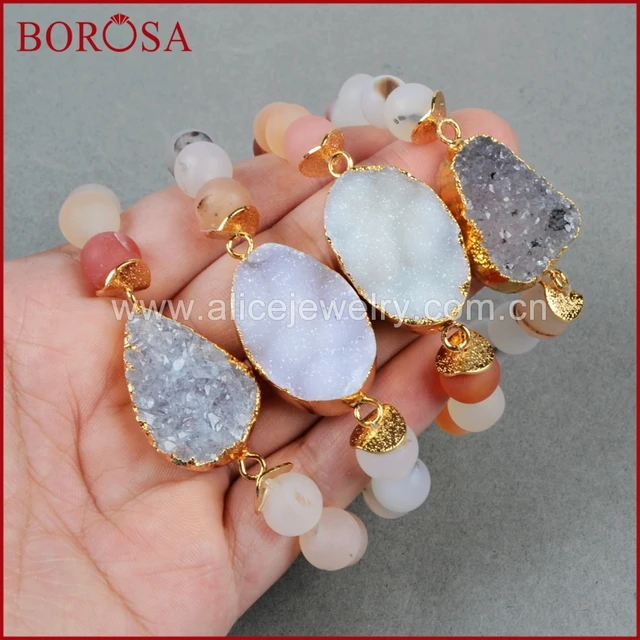 Borosa Natural Crystal Druzy Bracelet Stone 10mm Colorful Borosa Natural Crystal Druzy Bracelet Stone 10mm Colorful Beads Handcraft Adjule 607