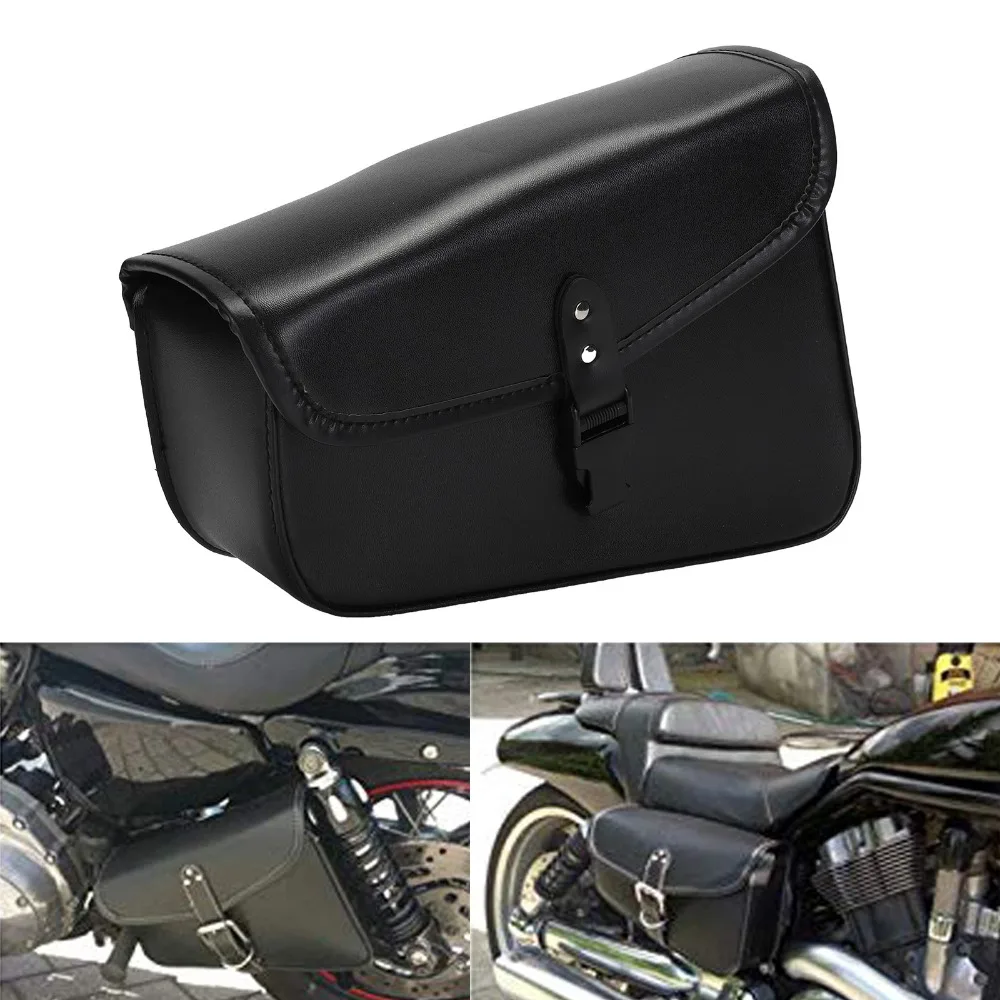 

NEVERLAND Black Synthetic PU Leather Left Right Side Motorcycle Saddle Bags For Harley Sportster Motor Saddlebag To Store Tool