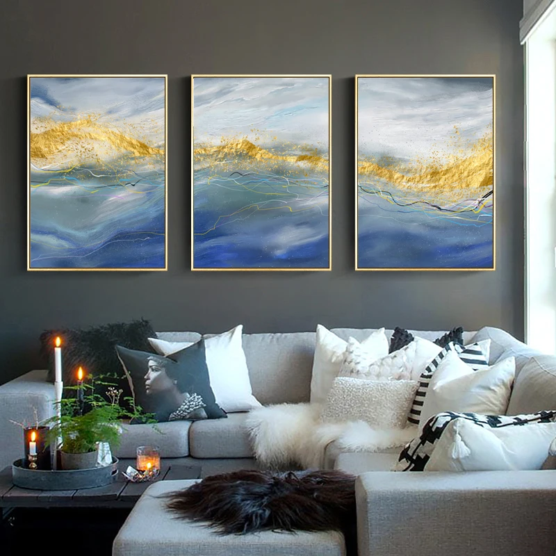 

Golden Abstract Wall Art Canvas Painting Nordic Decoration Posters and Prints Wall Pictures for Living Room Modern Home Decor