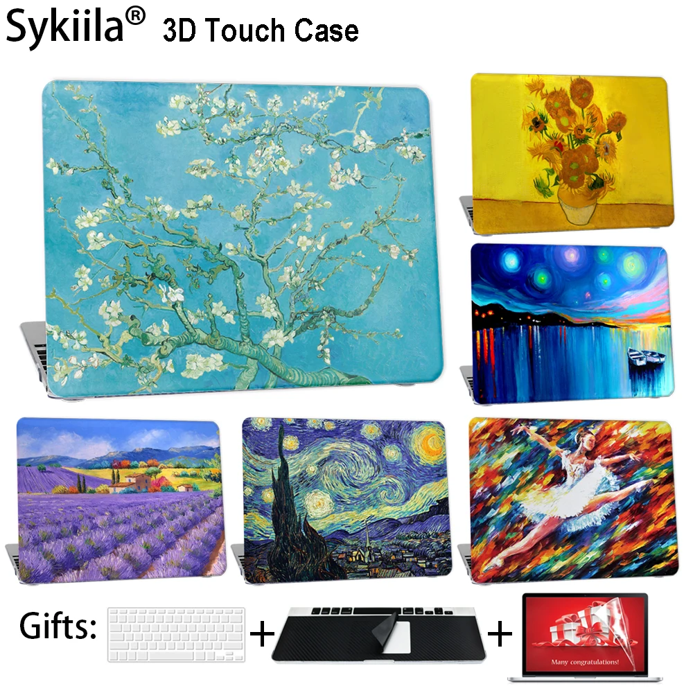 Sykiila Case For Macbook Air 11 13 Pro 12 13 15 Cover Oil Art Painting Shell A1706 A1707 A1708 Touch Bar Stars Custom Made Gogh