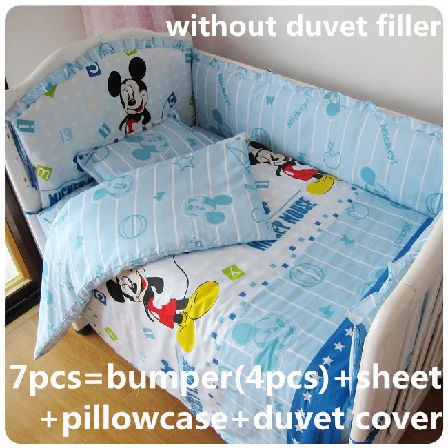 Promotion! 6/7PCS Cartoon Wholesale and Retail Children Cot Sets,Beautiful Cute Baby Bedding Sets ,120*60/120*70cm